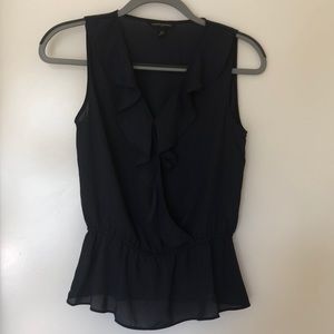 Silky ruffle front blouse